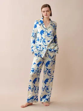 SILKINC Blue Lotus Long Sleeve Pajama Set