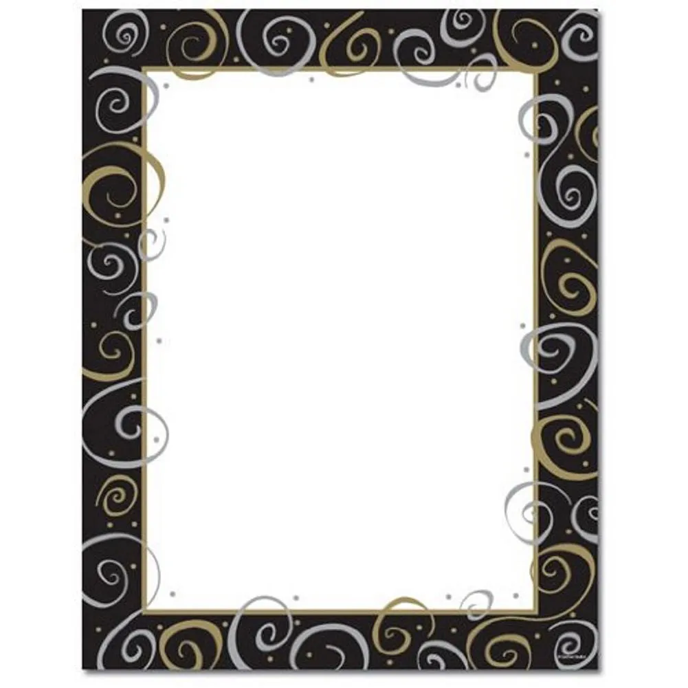 Silver and Gold on Black Stationery - 200 Sheets