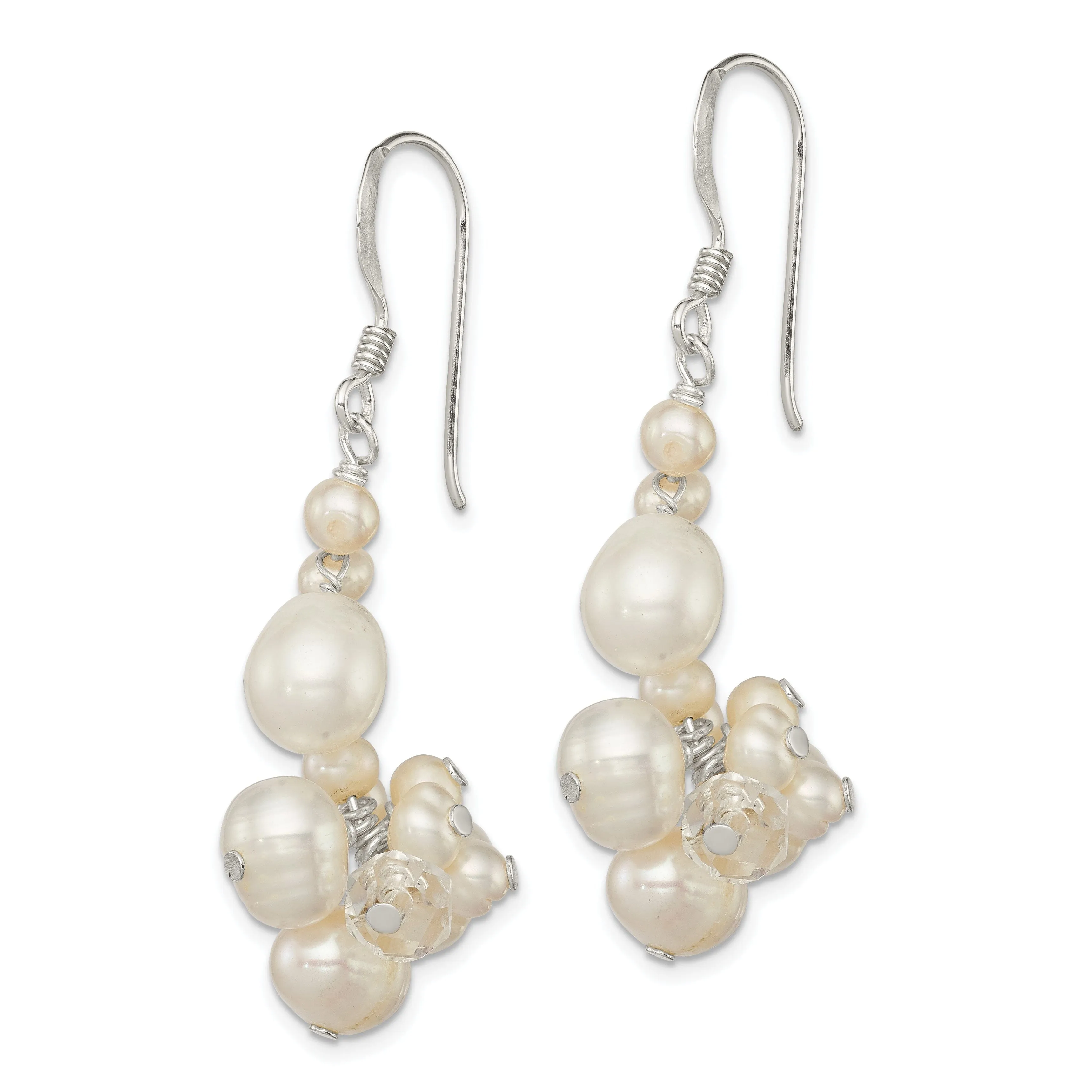 Silver Crystal Fresh Water Pearl Dangle Earring