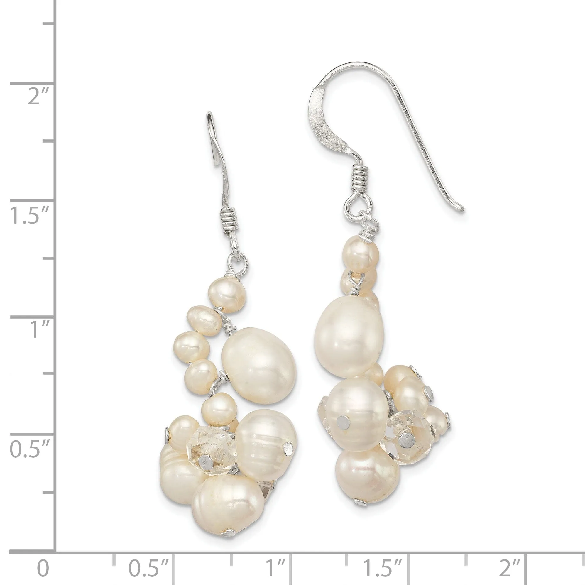 Silver Crystal Fresh Water Pearl Dangle Earring