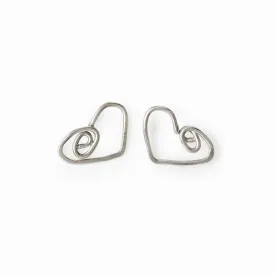 Silver Heart Stud Earrings