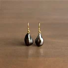 Silver Keshi Pearl Teardrop Earrings