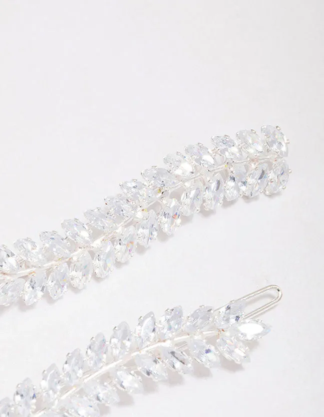 Silver Wavy Cubic Zirconia Vine Hair Clip Pack