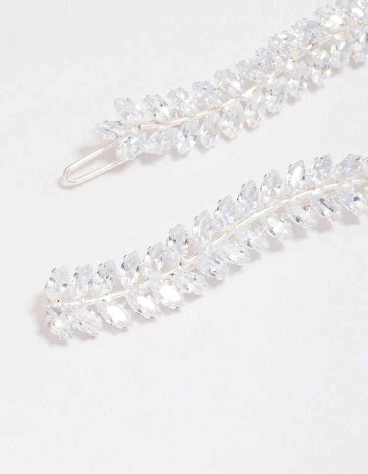 Silver Wavy Cubic Zirconia Vine Hair Clip Pack