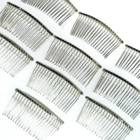 Silver Wire Metal Hair Comb x 10pcs