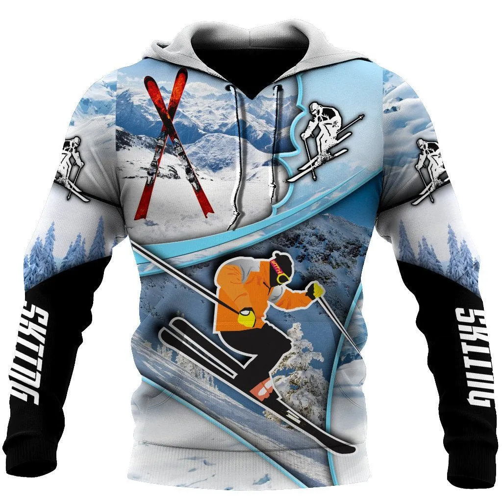 Skiing Winter Snow 3D Full Printed Sweatshirt Zip Hoodie Shirt for Men and Women