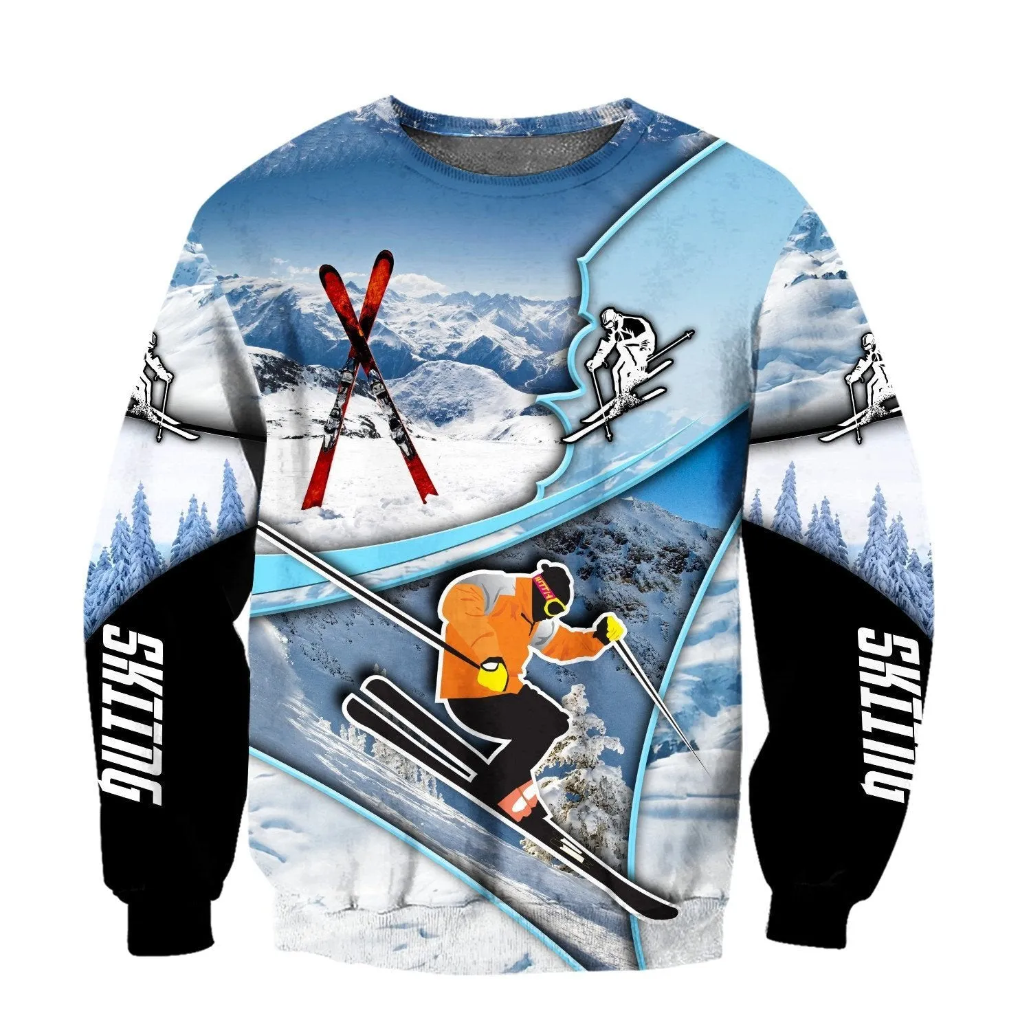 Skiing Winter Snow 3D Full Printed Sweatshirt Zip Hoodie Shirt for Men and Women