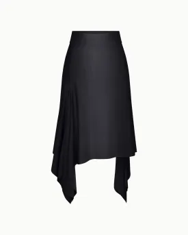 Sleek Stretch Asymmetrical Skirt | Black