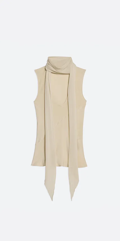 Sleeveless Scarf Top Oat