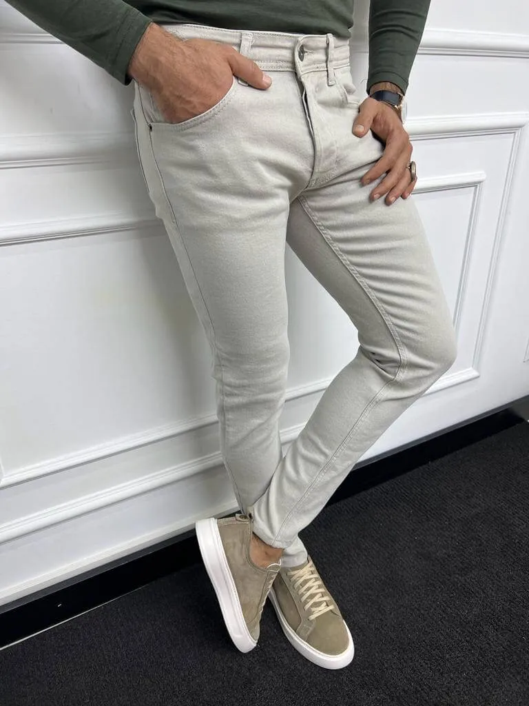 Slim Fit Beige Jeans