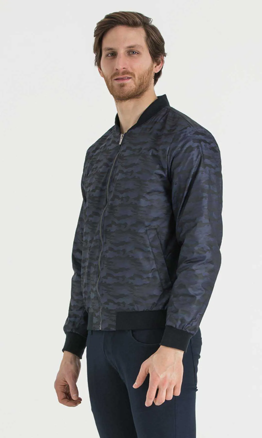 Slim Fit Bomber Cresta Khaki Sport Jacket, Navy D.