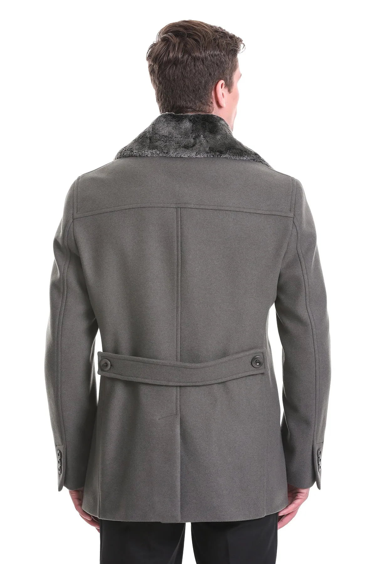 Slim Fit Cachet Double Breasted Musty Gray Wool Blend Coat