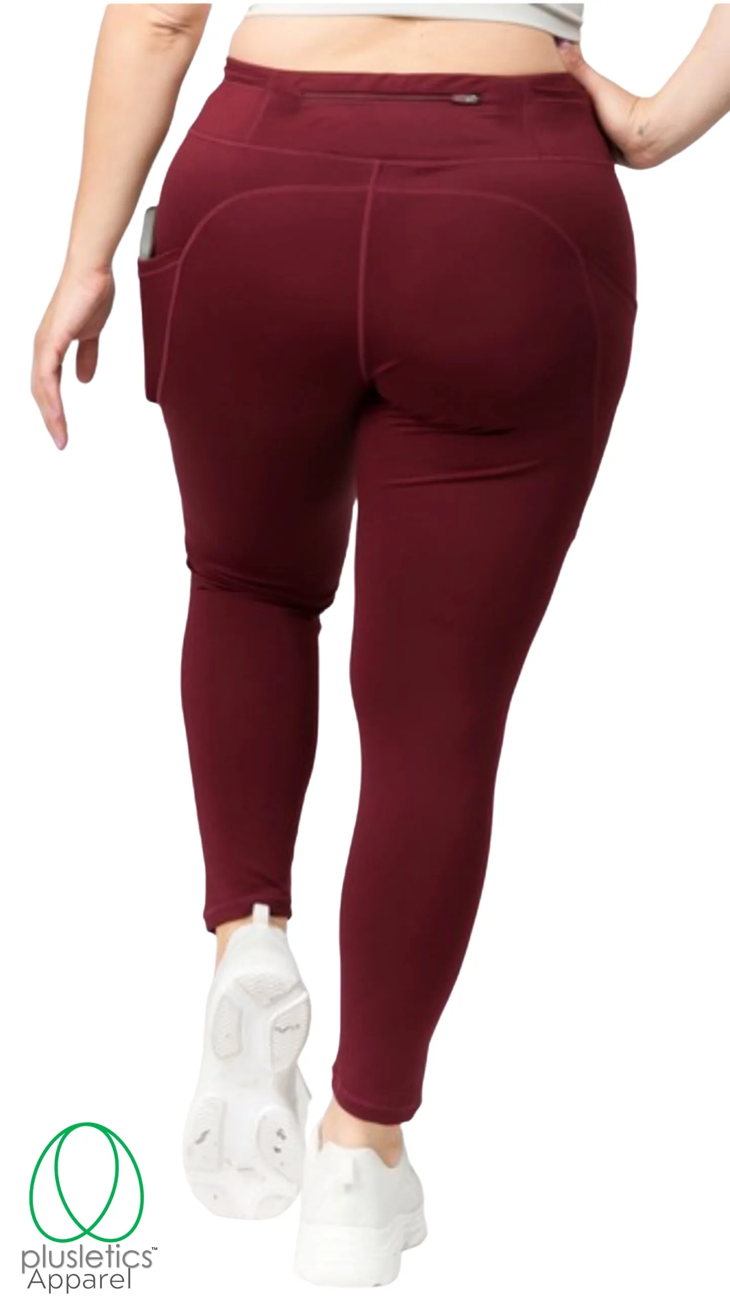 Slim Fit Mobile Pocket Tights - Burgundy