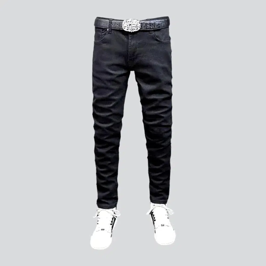 Slim men's solid jeans