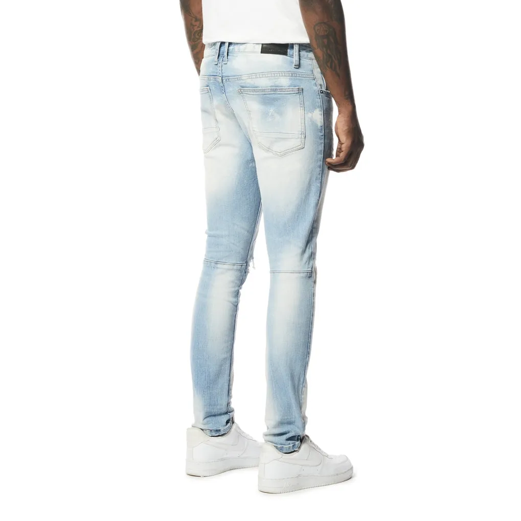 Slim Tapered Rip & Repaired Jeans - Lowell Blue