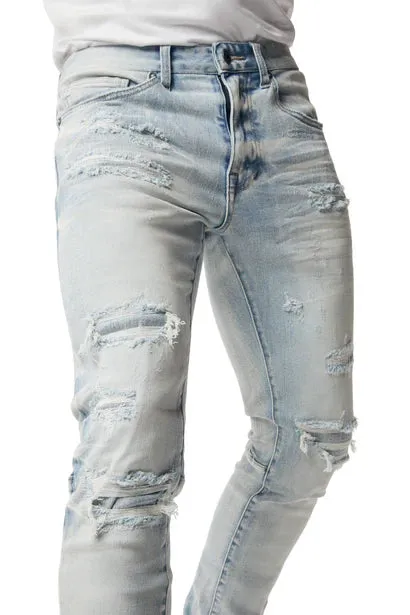 Smoke Rise - Vintage Washed Slim Fit Jeans (Santo Blue)