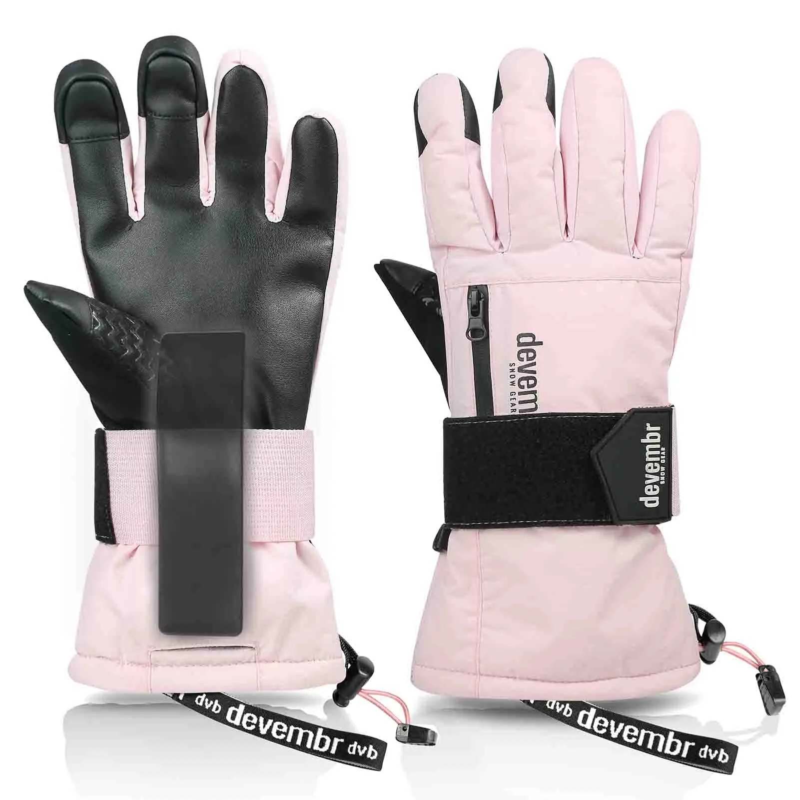 Snowboard & Ski Gloves with Wrist Guard (Pink)