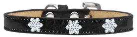 Snowflake Widget Dog Collar Black Ice Cream Size 16