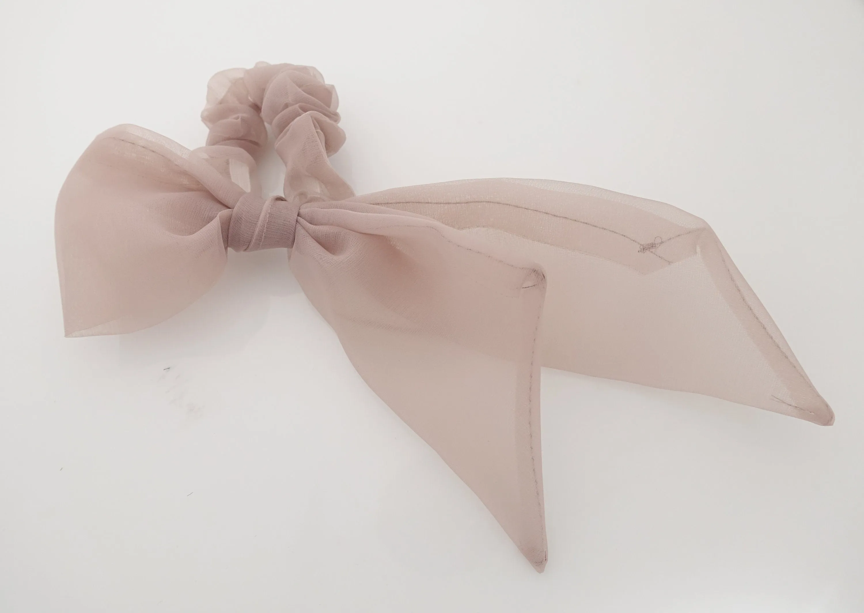 solid organdy mesh bow knot scrunchies woman hair accessory