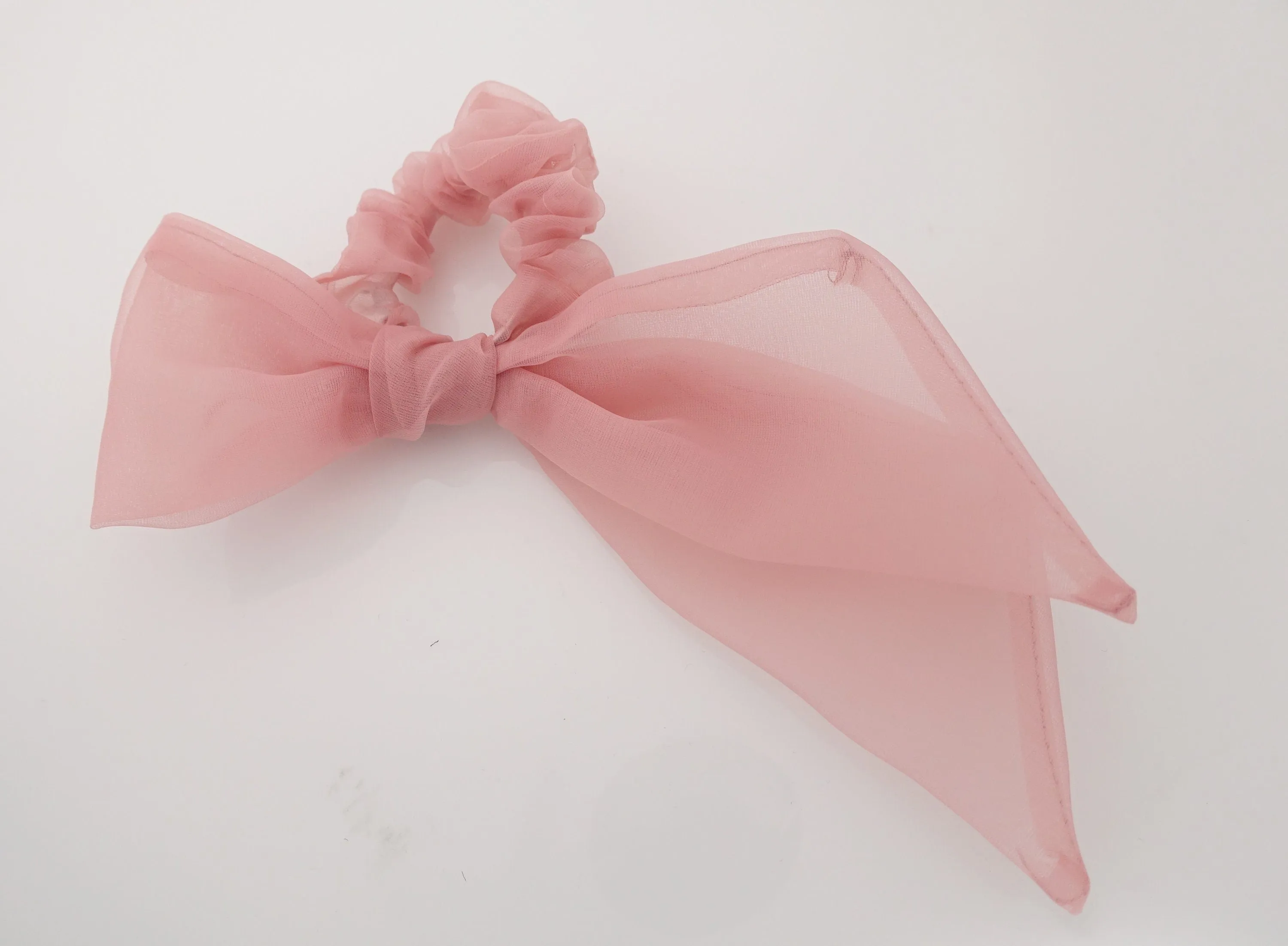 solid organdy mesh bow knot scrunchies woman hair accessory