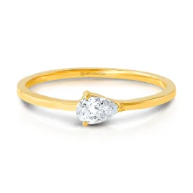 SOLITAIRE DIAMOND PEAR RING, 14KT GOLD