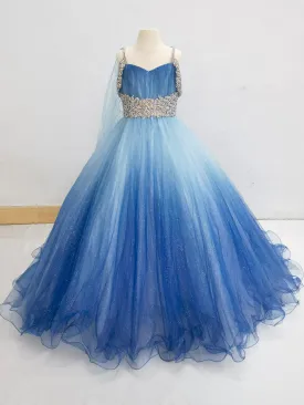 Sparkly Gorgeous Gradient Color Kids Prom Pageant Couture