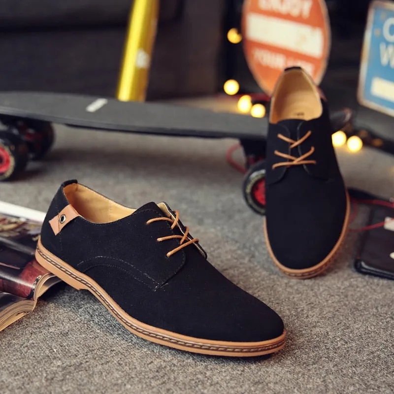 Spring Suede Leather Men Shoes Oxford Casual Shoes Classic Sneakers Comfortable Footwear Dress Shoes Large Size Flats