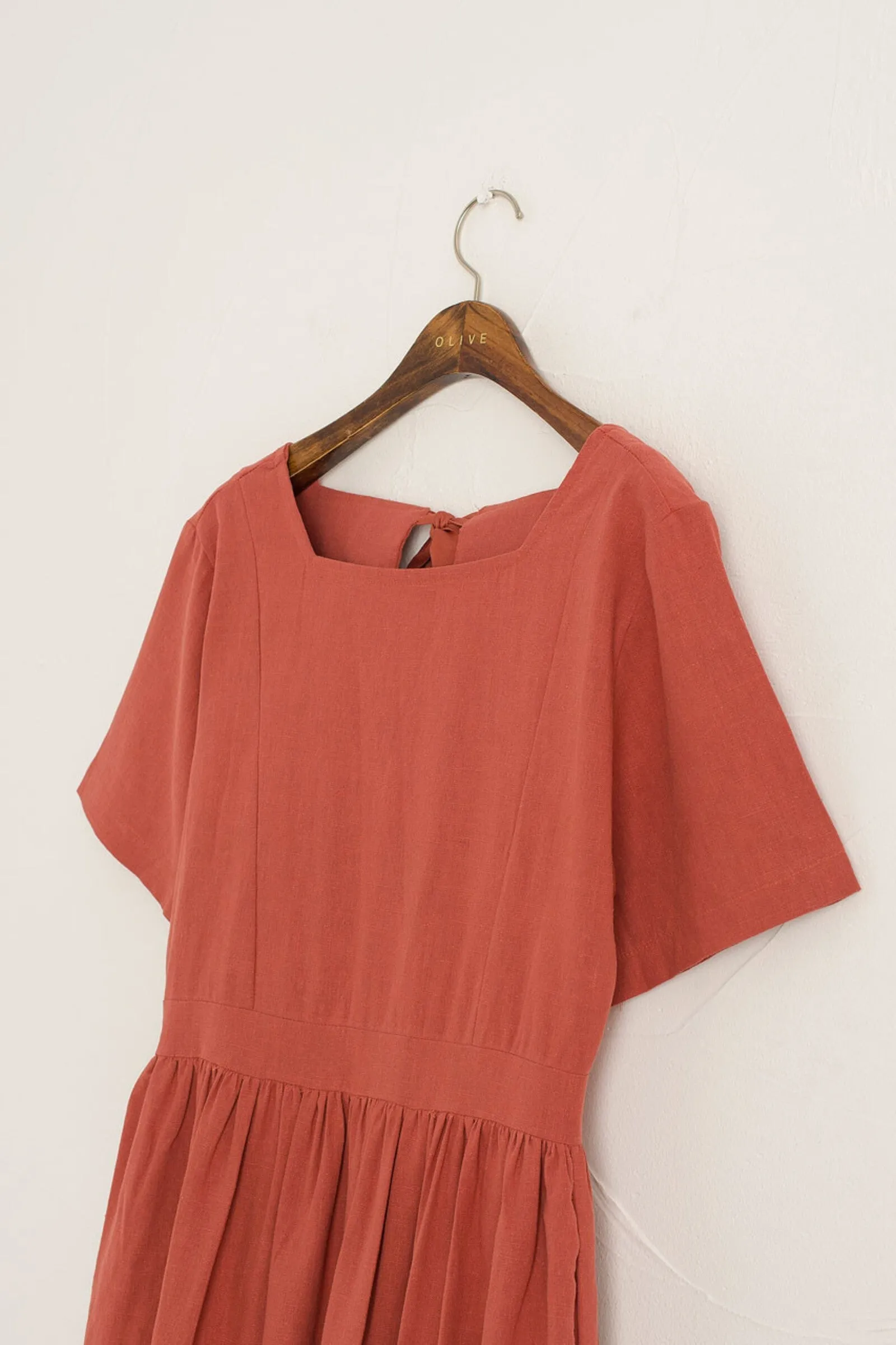 Square Neck Linen Dress