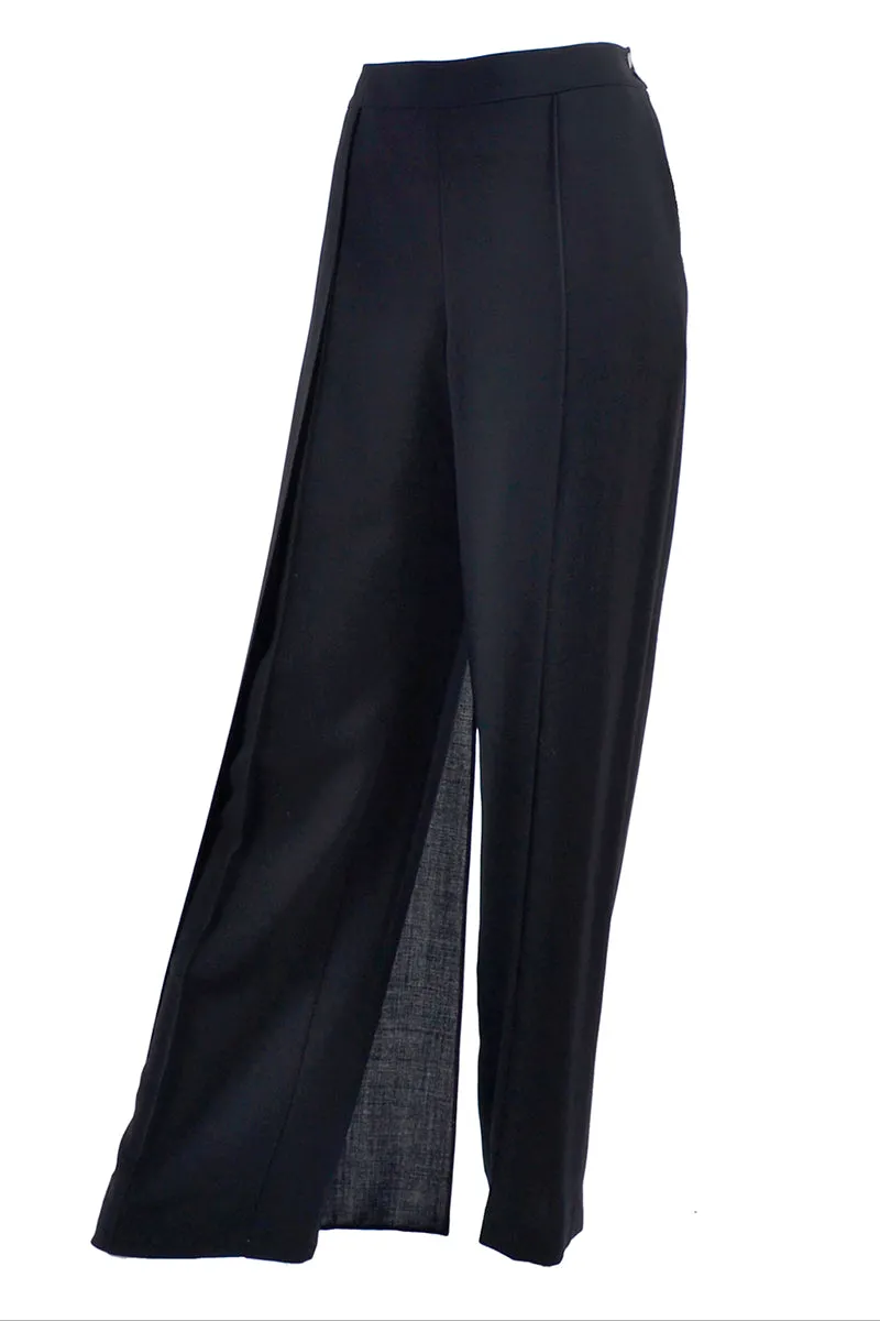 SS 1999 Chanel Wool Pants w/ High Waist & Side Flyaway Panel Deadstock