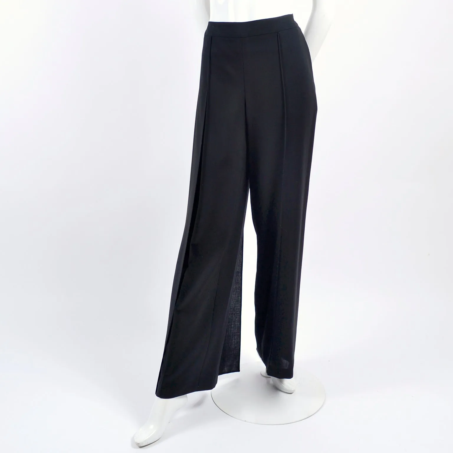 SS 1999 Chanel Wool Pants w/ High Waist & Side Flyaway Panel Deadstock