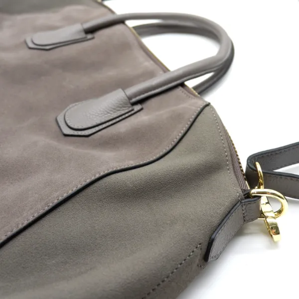 ST IVES - Grey Genuine Suede Leather Handbag Clearance