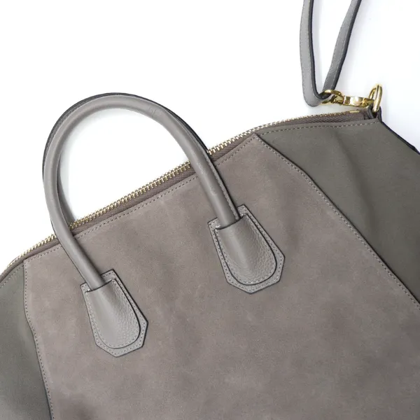 ST IVES - Grey Genuine Suede Leather Handbag Clearance