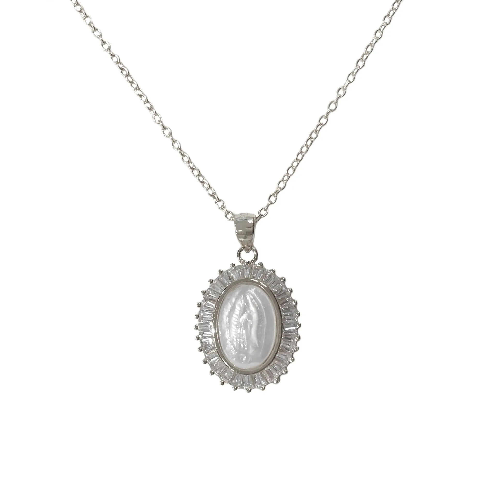 St. Mary Mother of Pearl Baguette Necklace