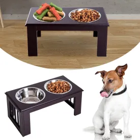 Stainless Steel Raised Dog Feeding Bowls with Stand for Small & Medium Dogs