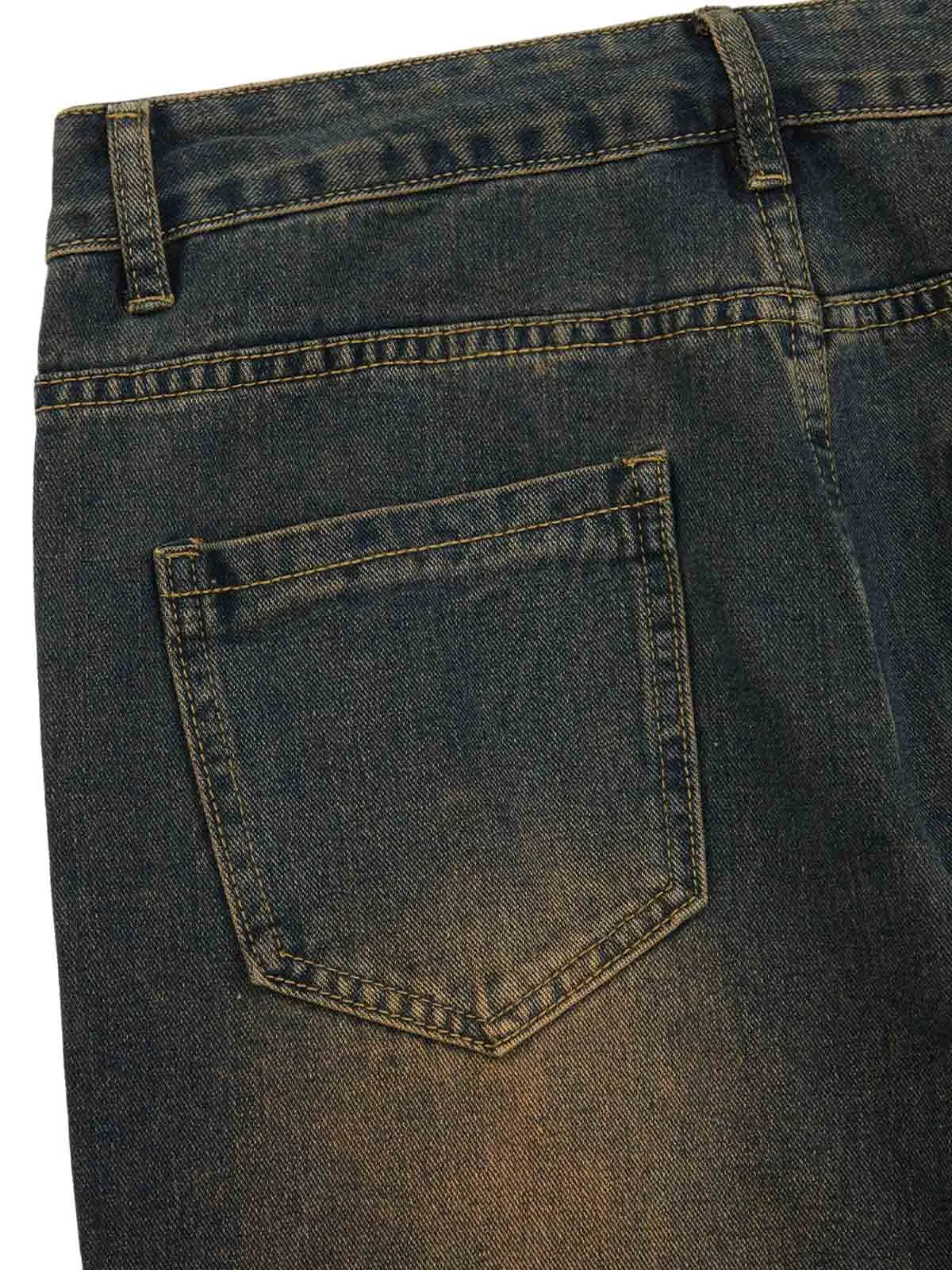 Star Rivet Washed Baggy Jeans