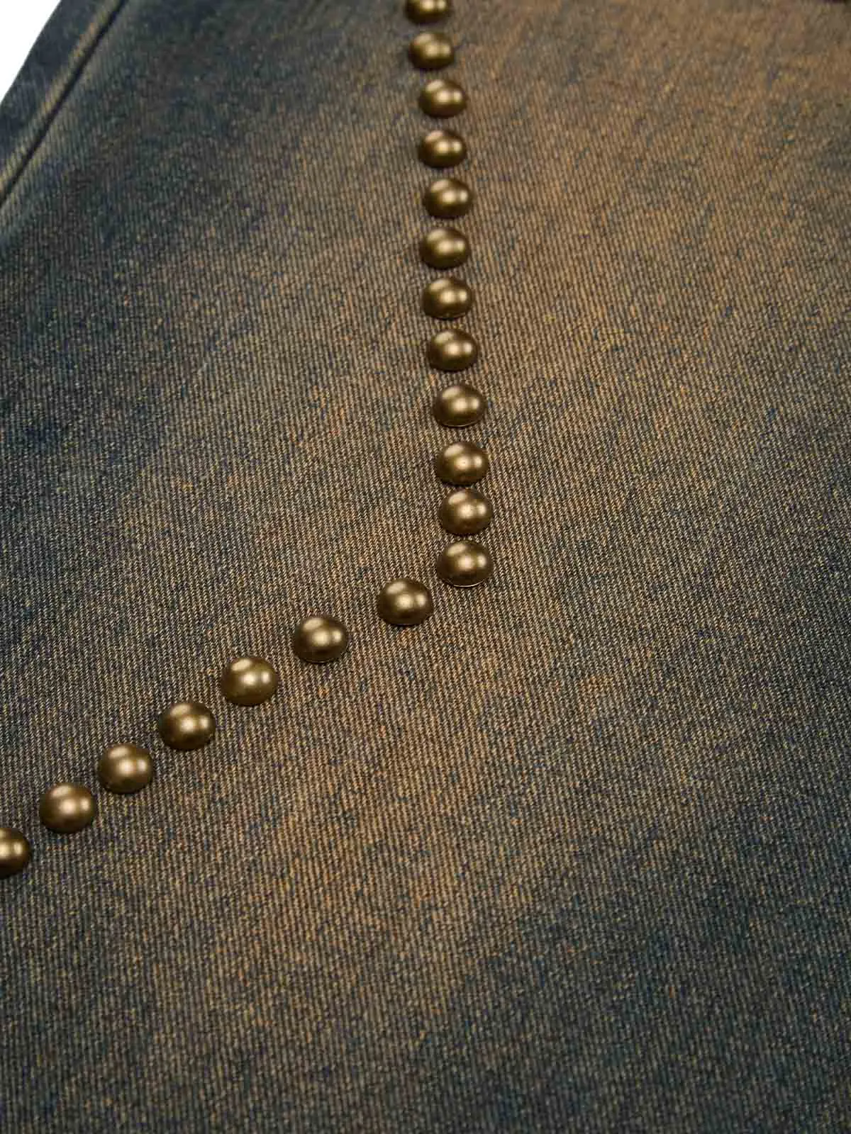 Star Rivet Washed Baggy Jeans