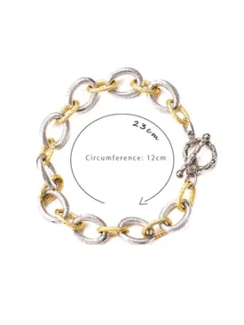 Statement Toggle Bracelet, Stainless Steel Waterproof Oval Link Gold and Silver Toggle Bracelet