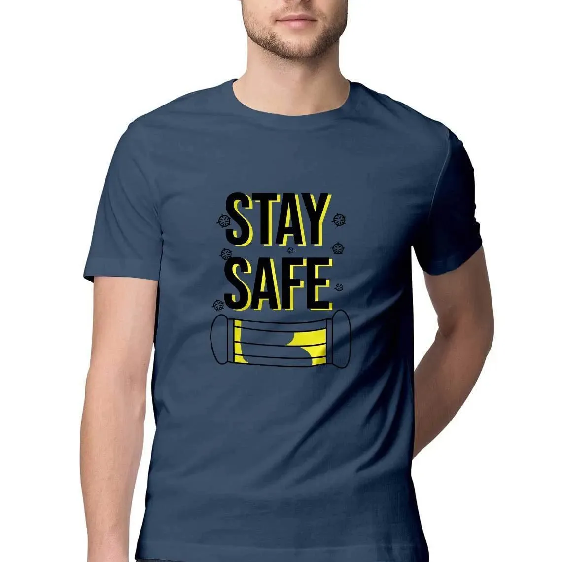 Stay Safe Round Neck T-shirt for Men