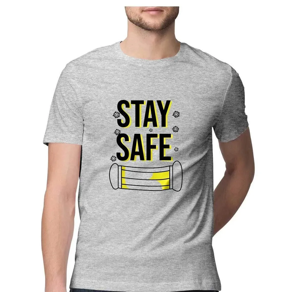 Stay Safe Round Neck T-shirt for Men