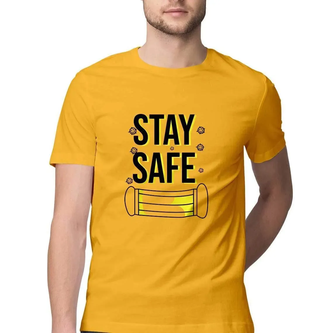 Stay Safe Round Neck T-shirt for Men