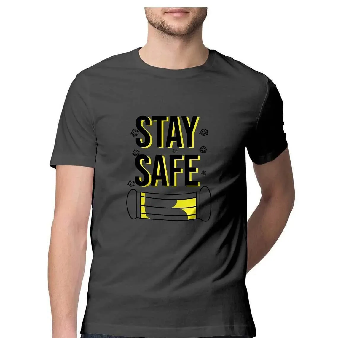 Stay Safe Round Neck T-shirt for Men