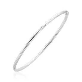 Sterling Silver 65x3mm Twist Bangle