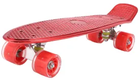 STRAUSS Cruiser Skateboard| Penny Skateboard | Casterboard | Hoverboard | Anti-Skid Board with ABEC-7 High Precision Bearings | PU Wheel with Light |Ideal for 8 Years and Above | 22 X 6 Inch,(Red)