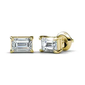 Striking 0.80CT Emerald Cut Diamond Stud Earrings in 14KT Yellow Gold