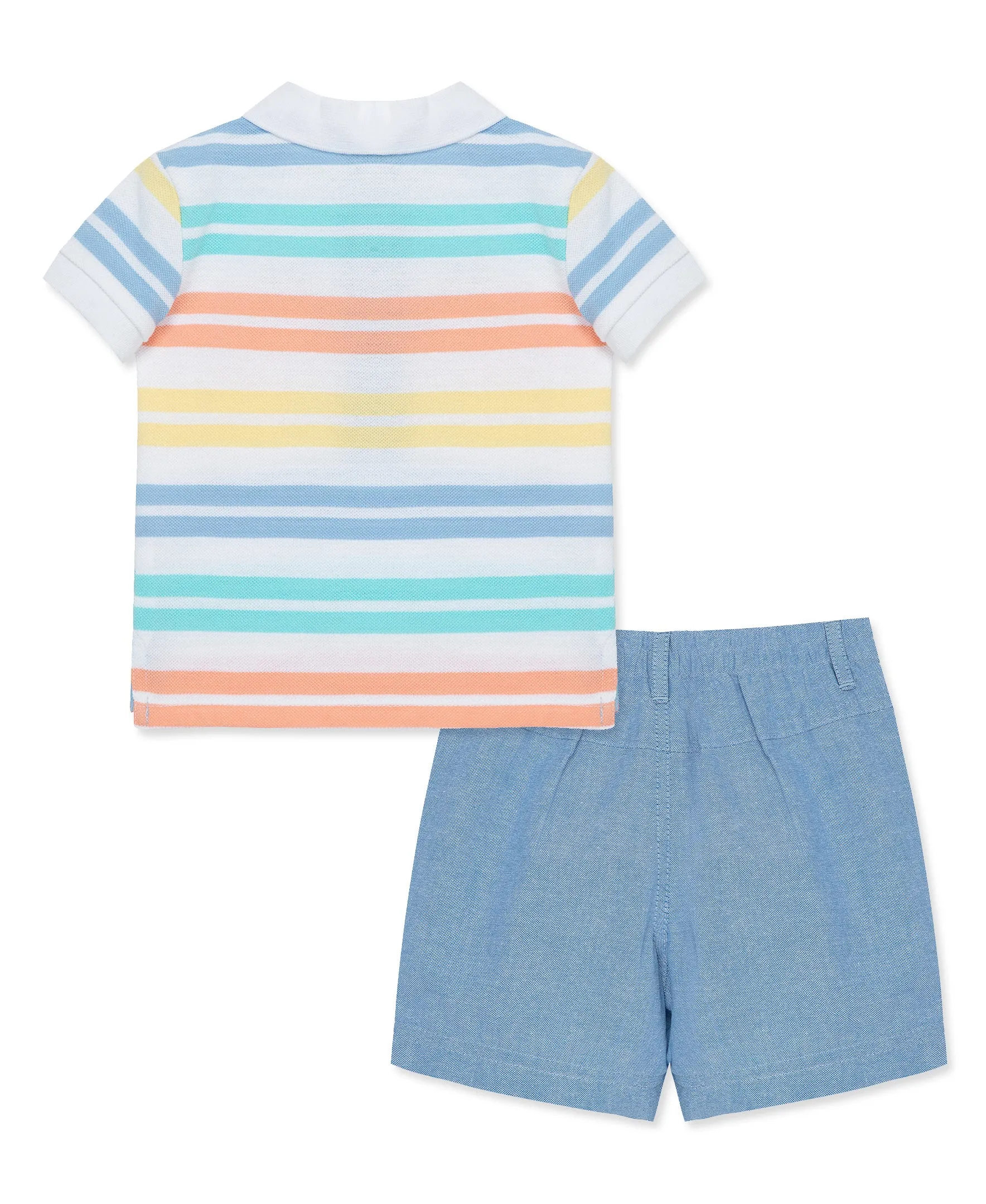 Stripe Puppy Polo Toddler Short Set (2T-4T)