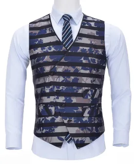 Striped Patterned V Neck Waistcoat