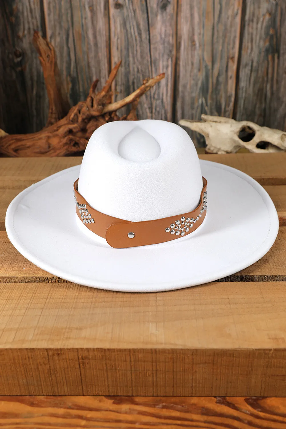 Studded Wide Brim Panama Hat