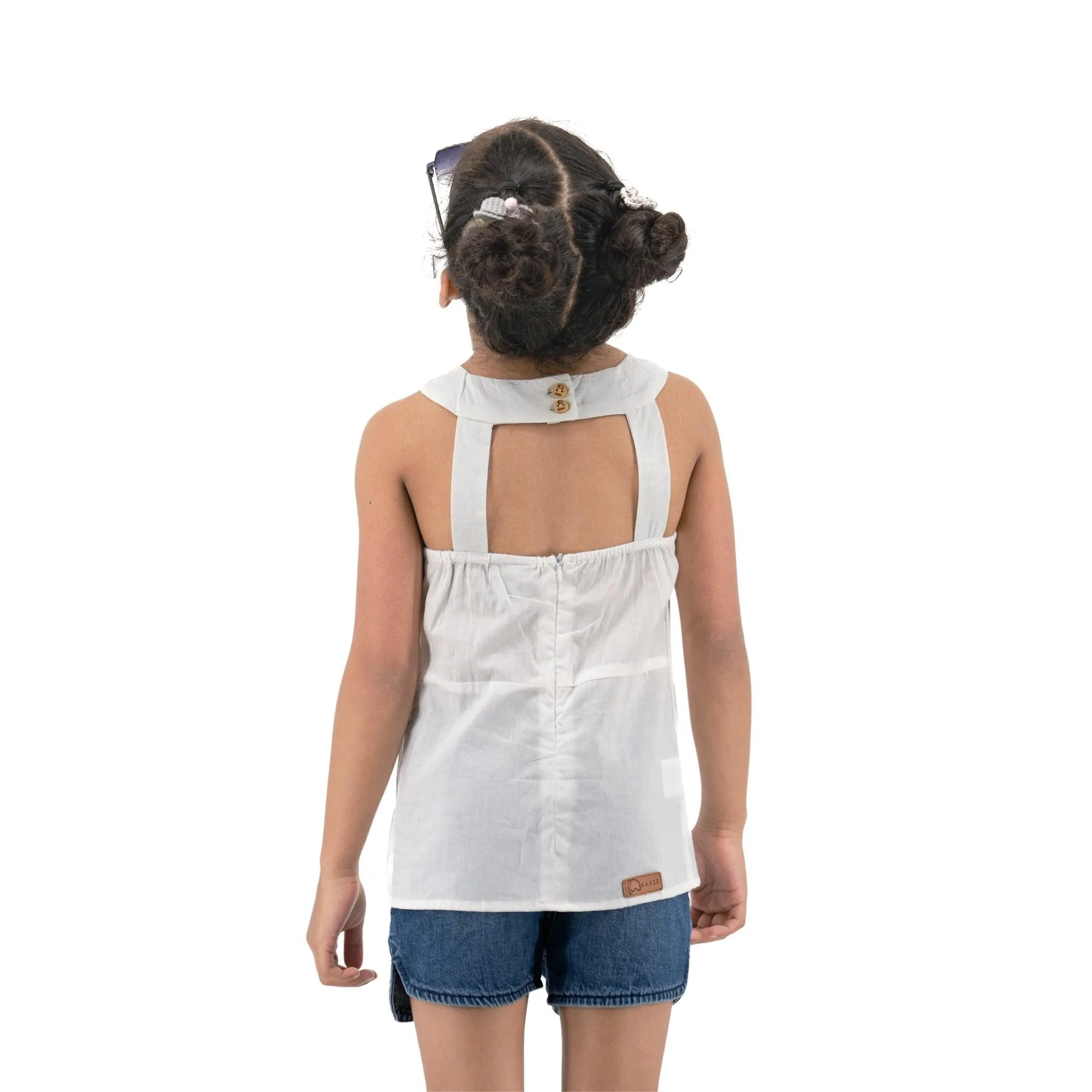 Stylish White Cotton Top for Girls