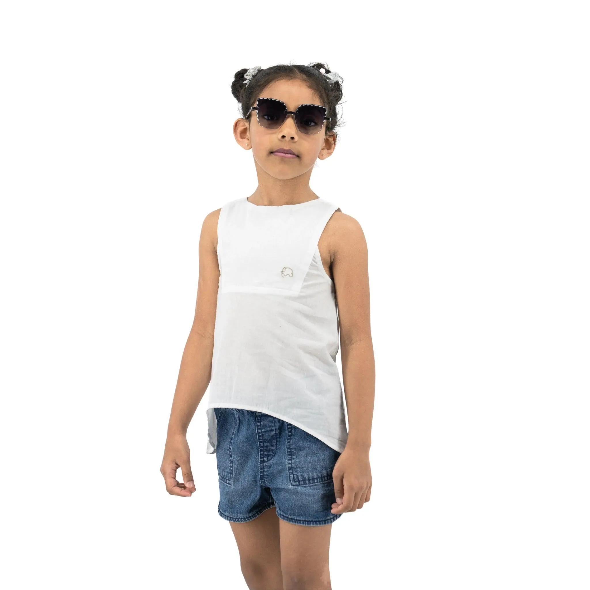 Stylish White Cotton Top for Girls