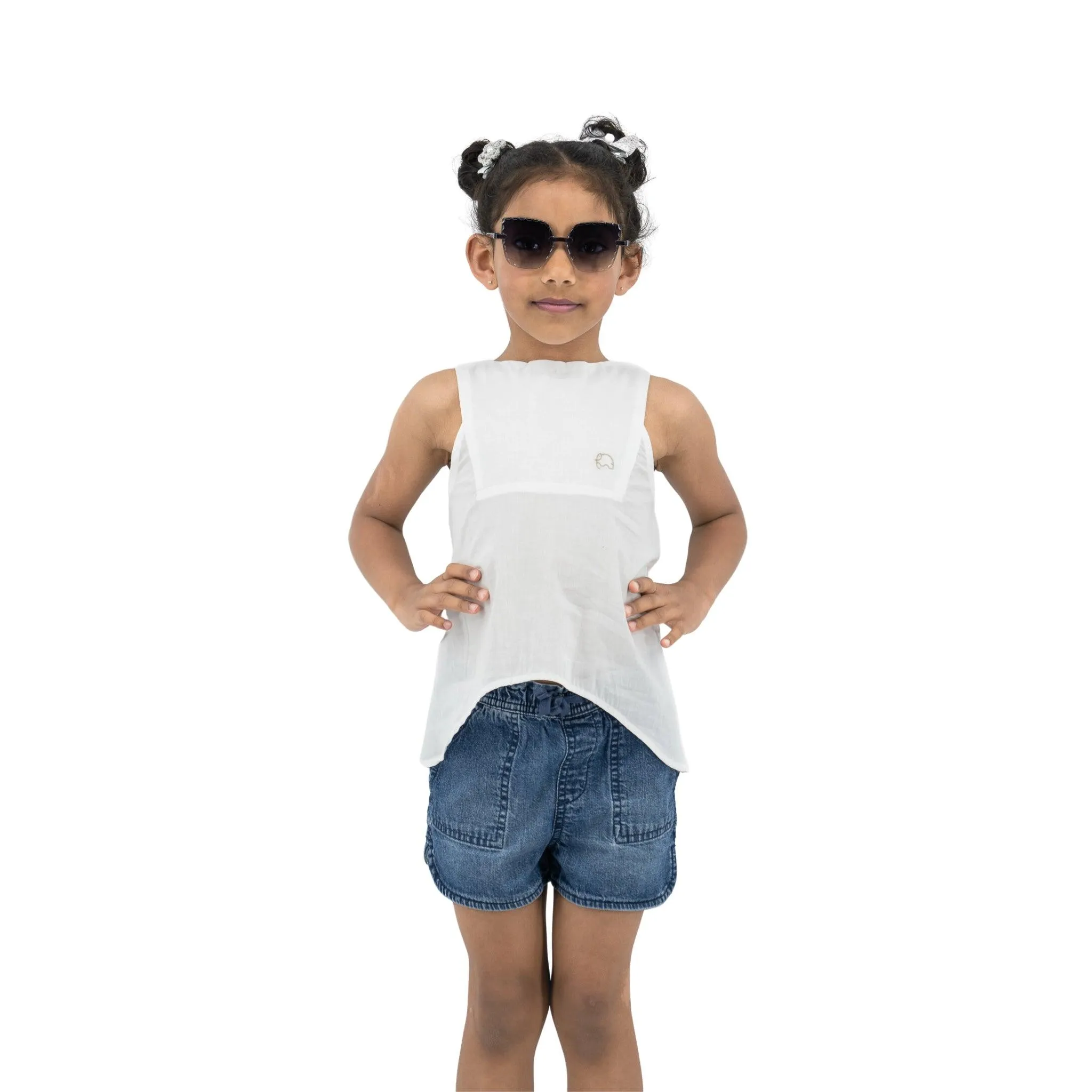 Stylish White Cotton Top for Girls